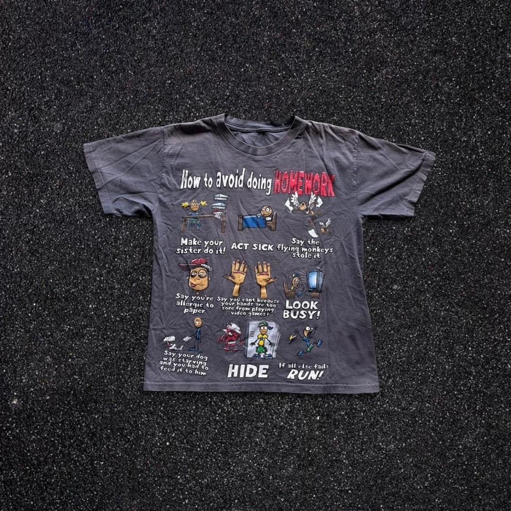 How To Avoid Doing Homework Graphic T-Shirt Mens Small Grey Funny Novelty Tee